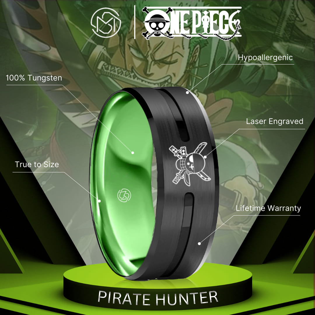 Straw Hat Pirates Pendant + Zoro Pirate Hunter Ring