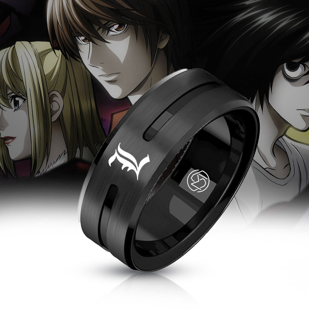Death Note ring on anime-art background
