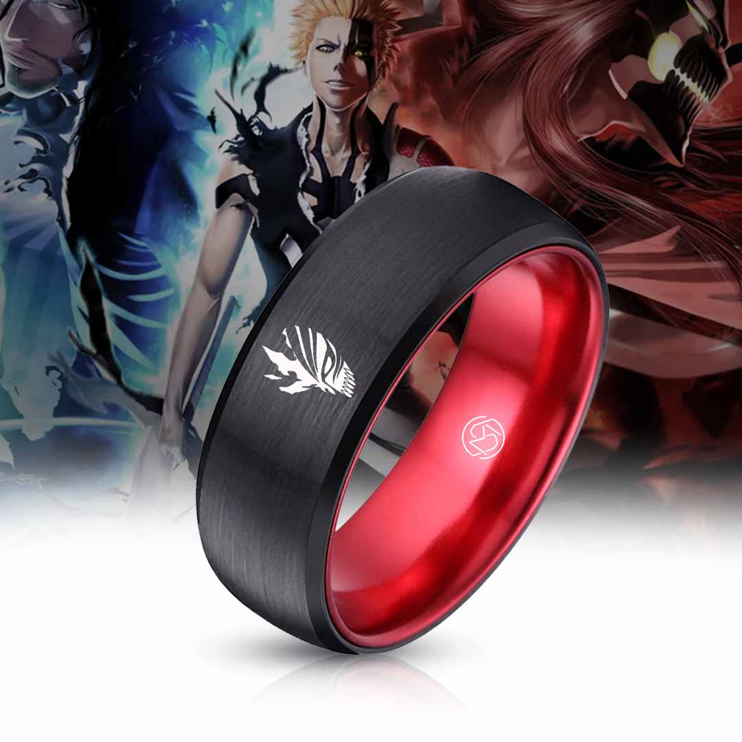Ichigo's Hollow Mask ring on anime-art background