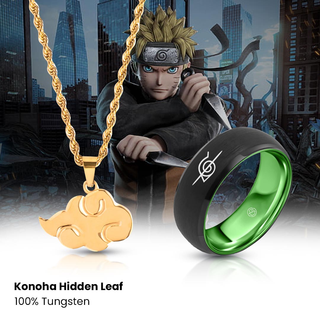 Akatsuki Cloud Pendant + Konoha Hidden Leaf Village Ring [Limited Edition]