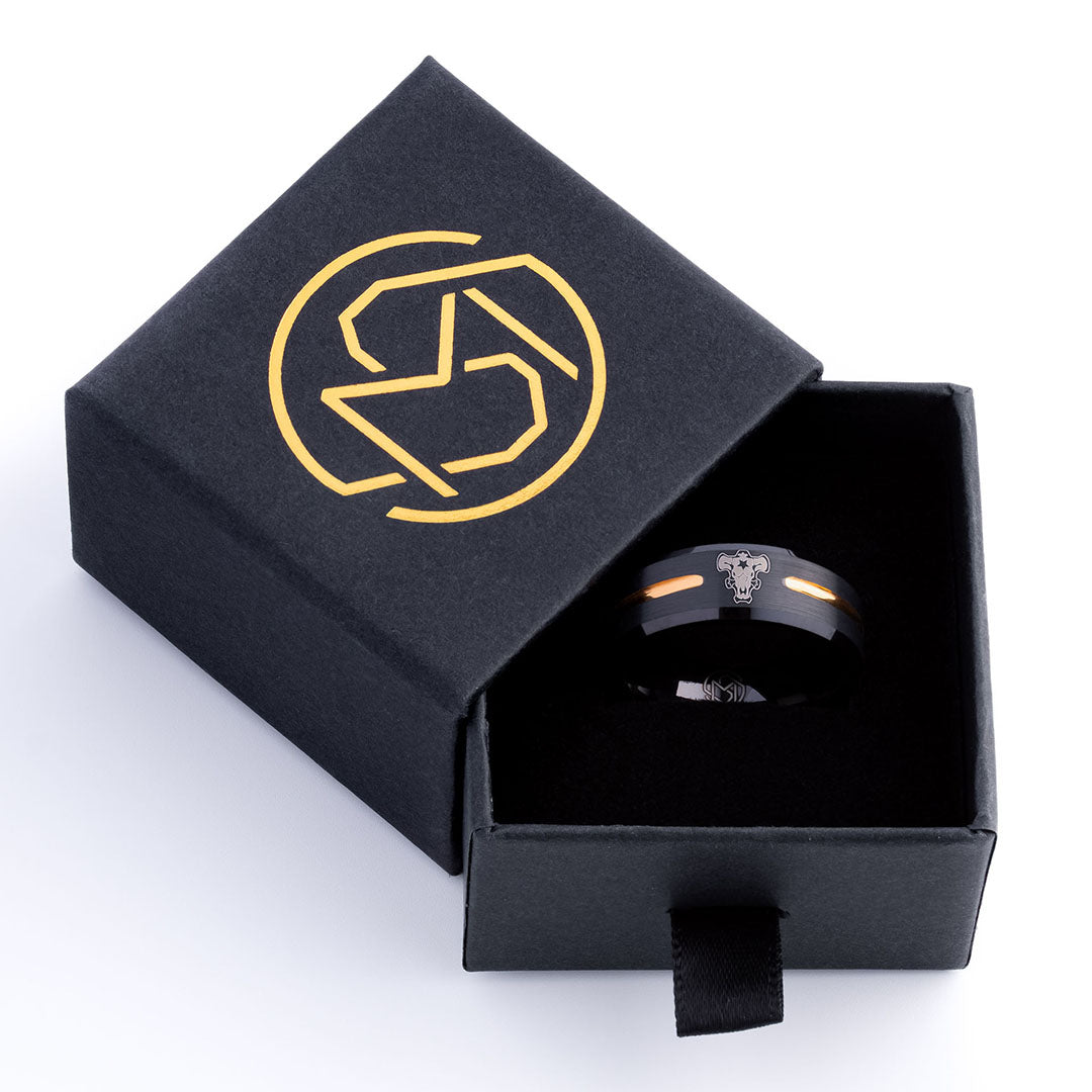 Black Bull Ring – Black Clover Gold Tungsten | MugenSense