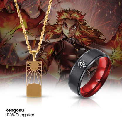 Demon Slayer Pendant + Rengoku Ring [Tungsten]