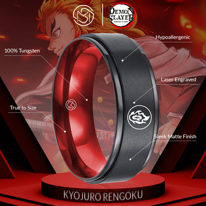 Demon Slayer Pendant + Rengoku Ring [Tungsten]