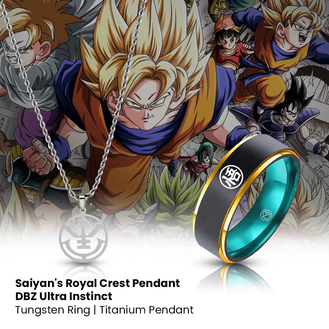 Saiyan's Royal Crest Pendant + DBZ Ultra Instinct Ring